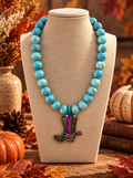 Turquoise Western Boot Statement Necklace