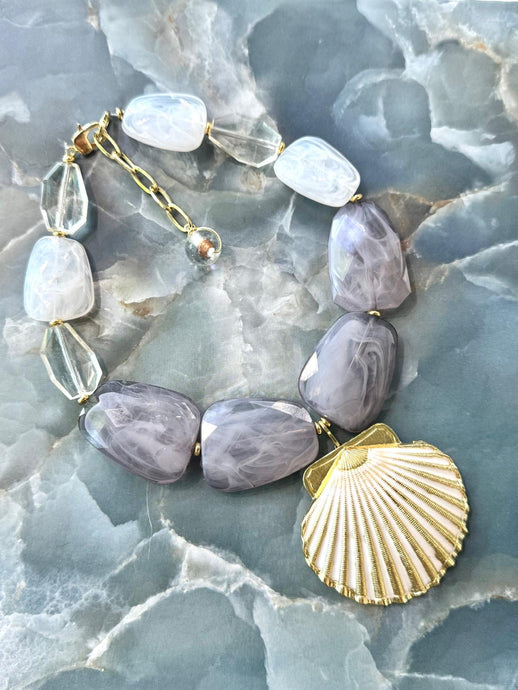 seashell necklace, with Turkish stones