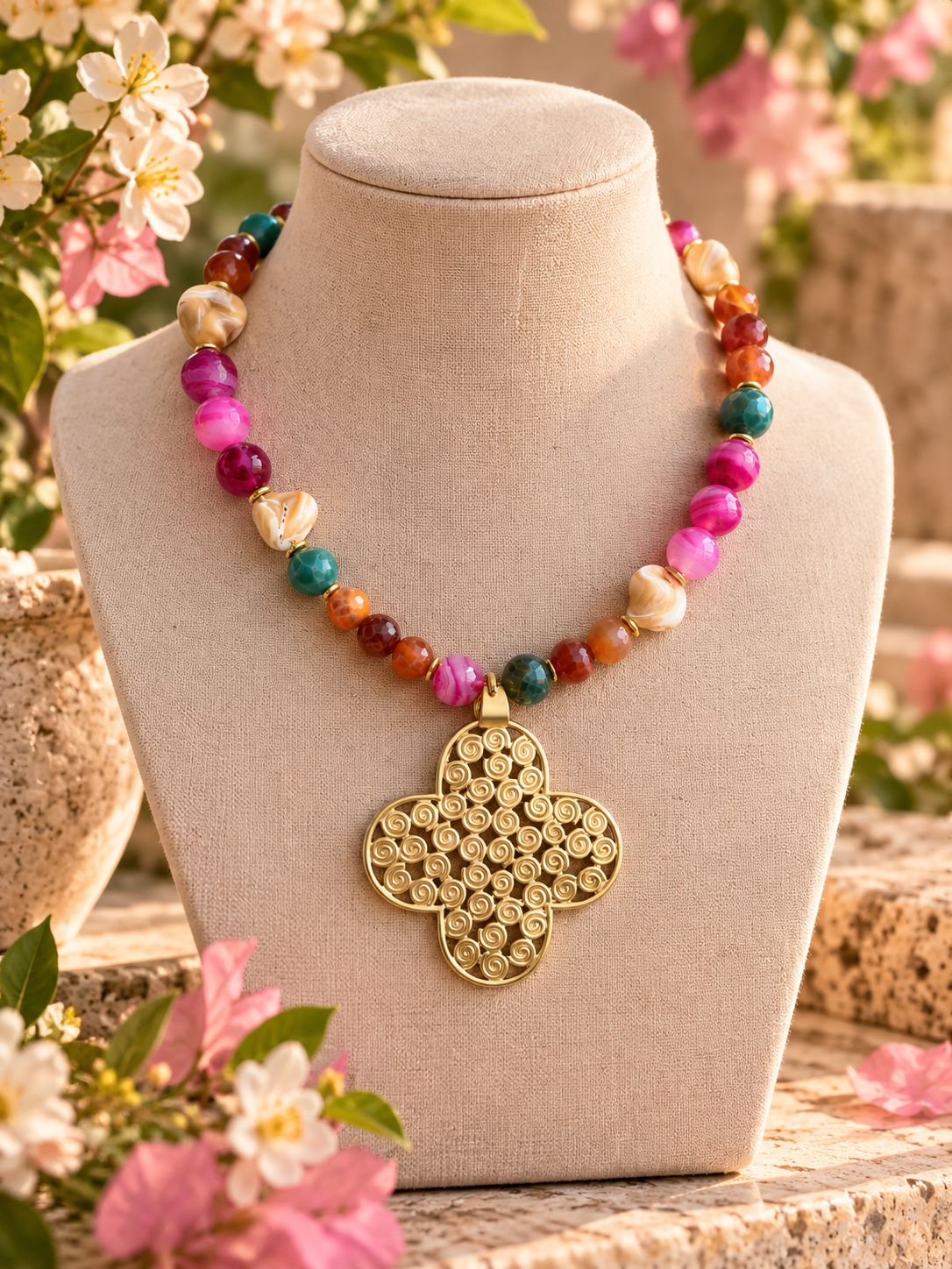 Spring Bloom Multicolor Statement Necklace