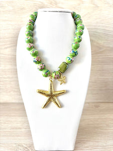 Necklace with green Turkish stones