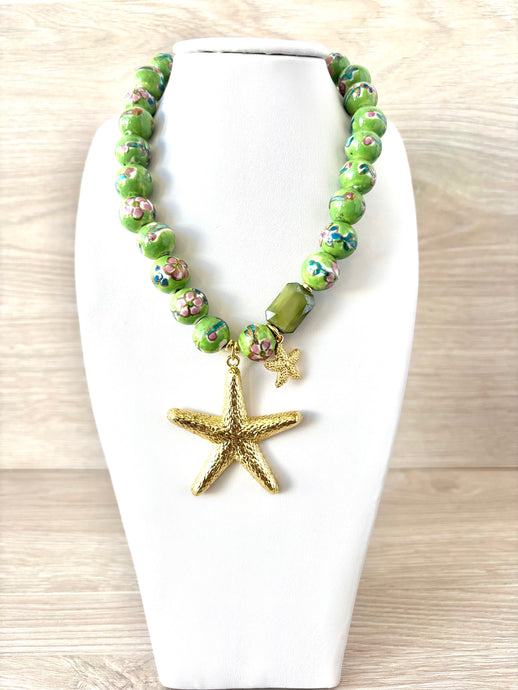 Necklace with green Turkish stones