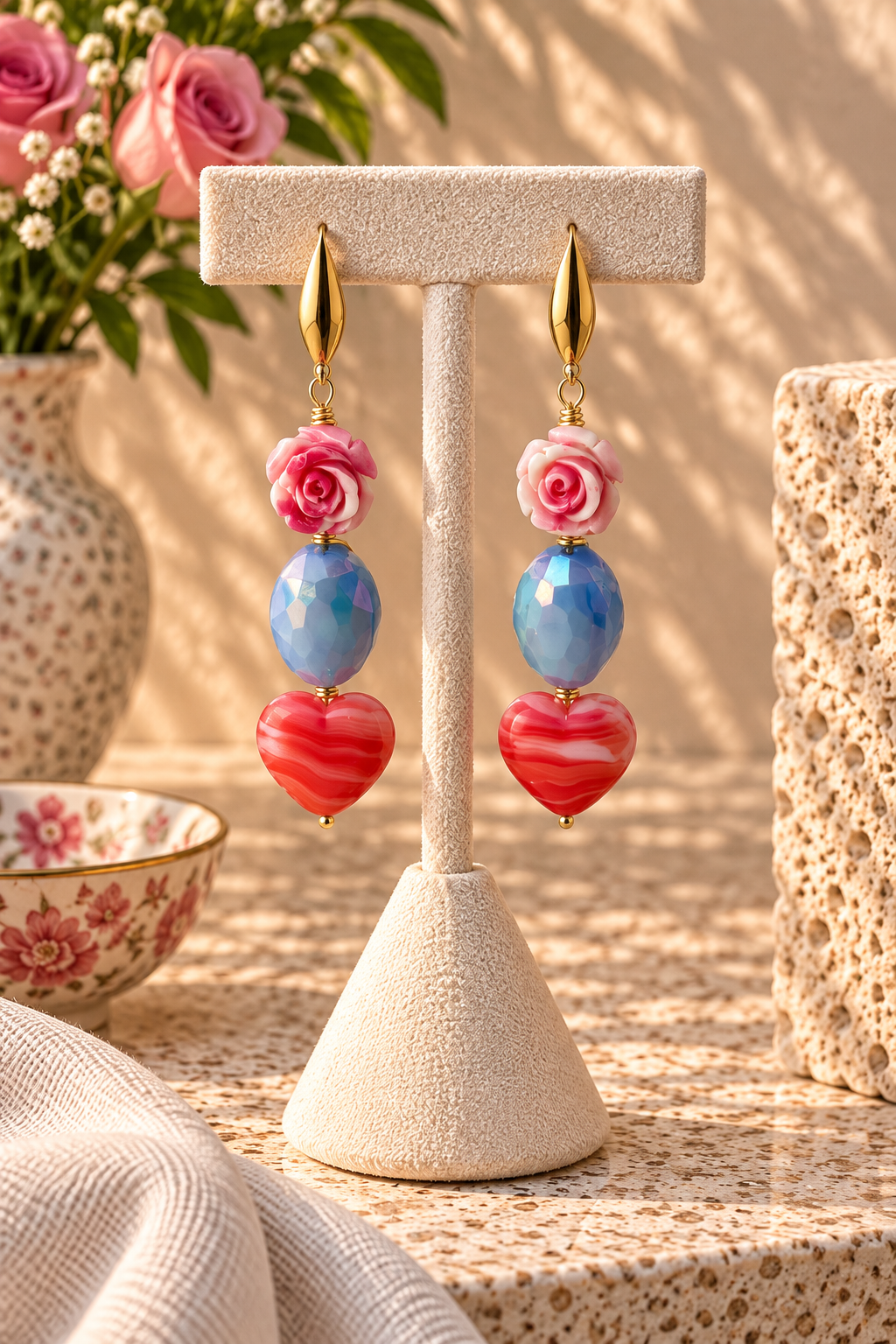 Rosy Heart Earrings