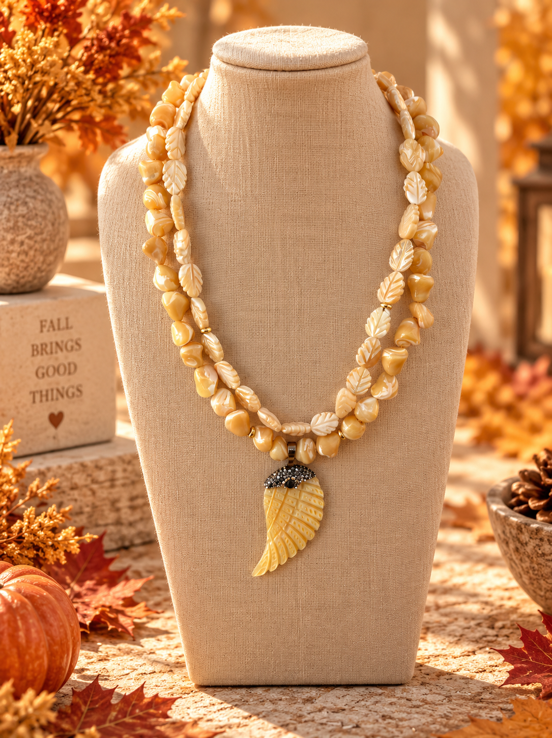 Golden Harvest Leaf Necklace
