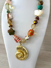 Load image into Gallery viewer, Necklace with colorful Turkish crystal stone and sea shell