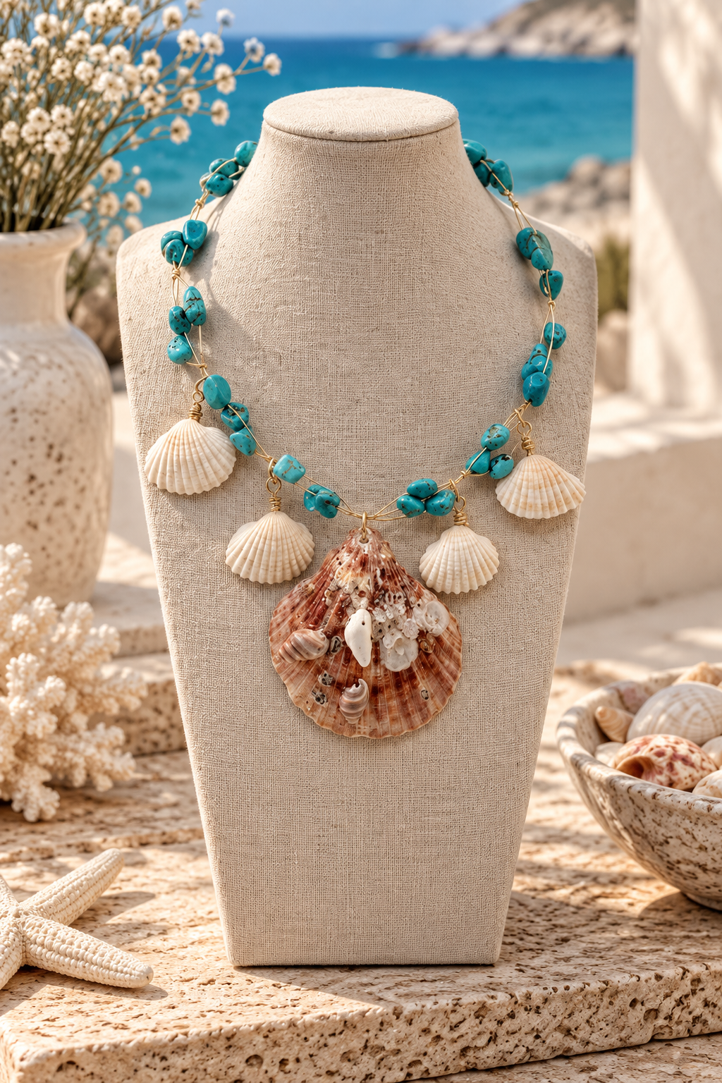 Coastal Turquoise Shell Necklace
