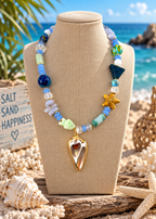 Coastal Heart Treasure NecklaceNecklace with blue crystal stones