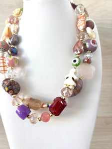Necklace with colorful crystal stones