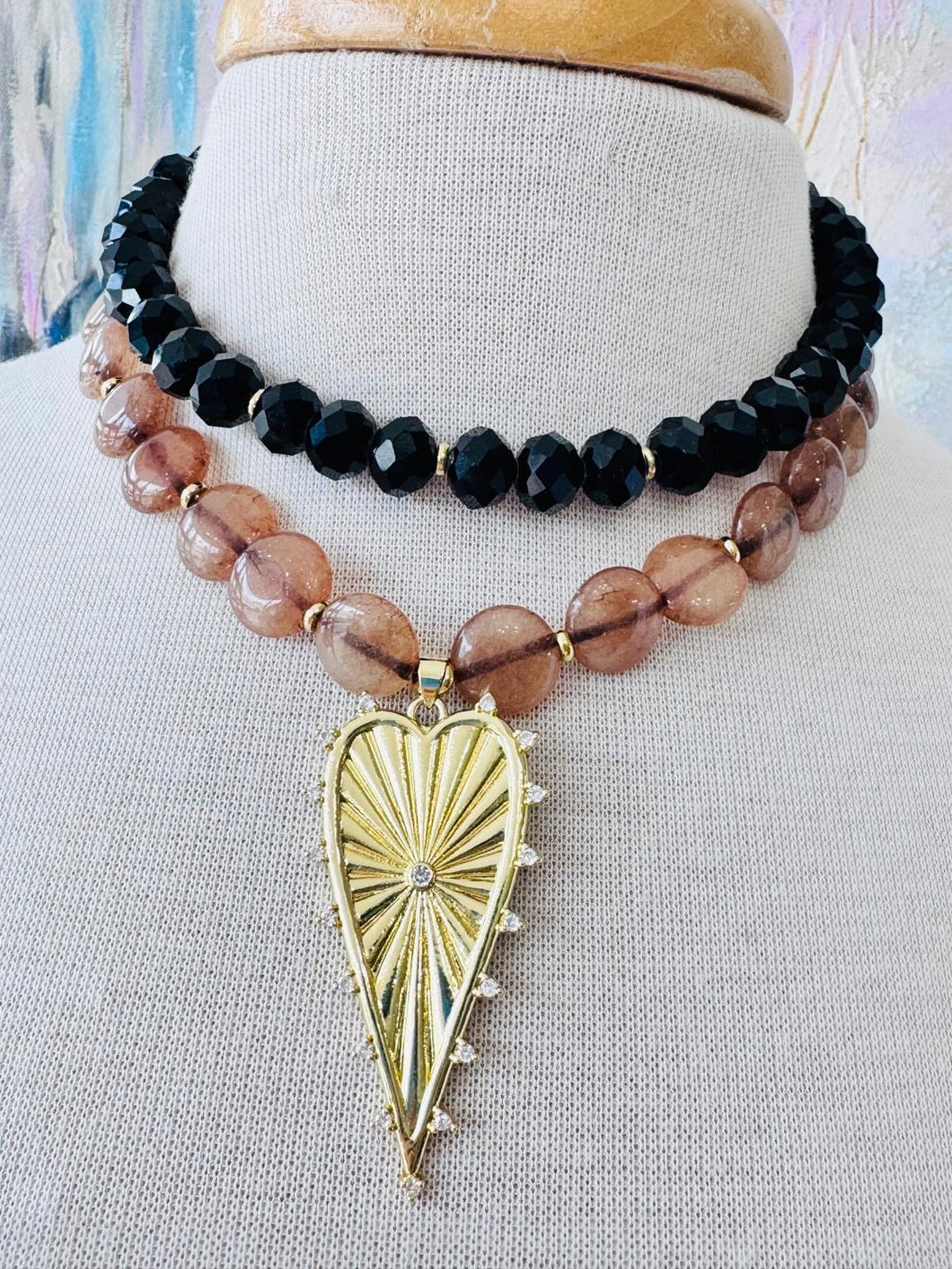 necklace with almond-shaped Turkish crystal stones