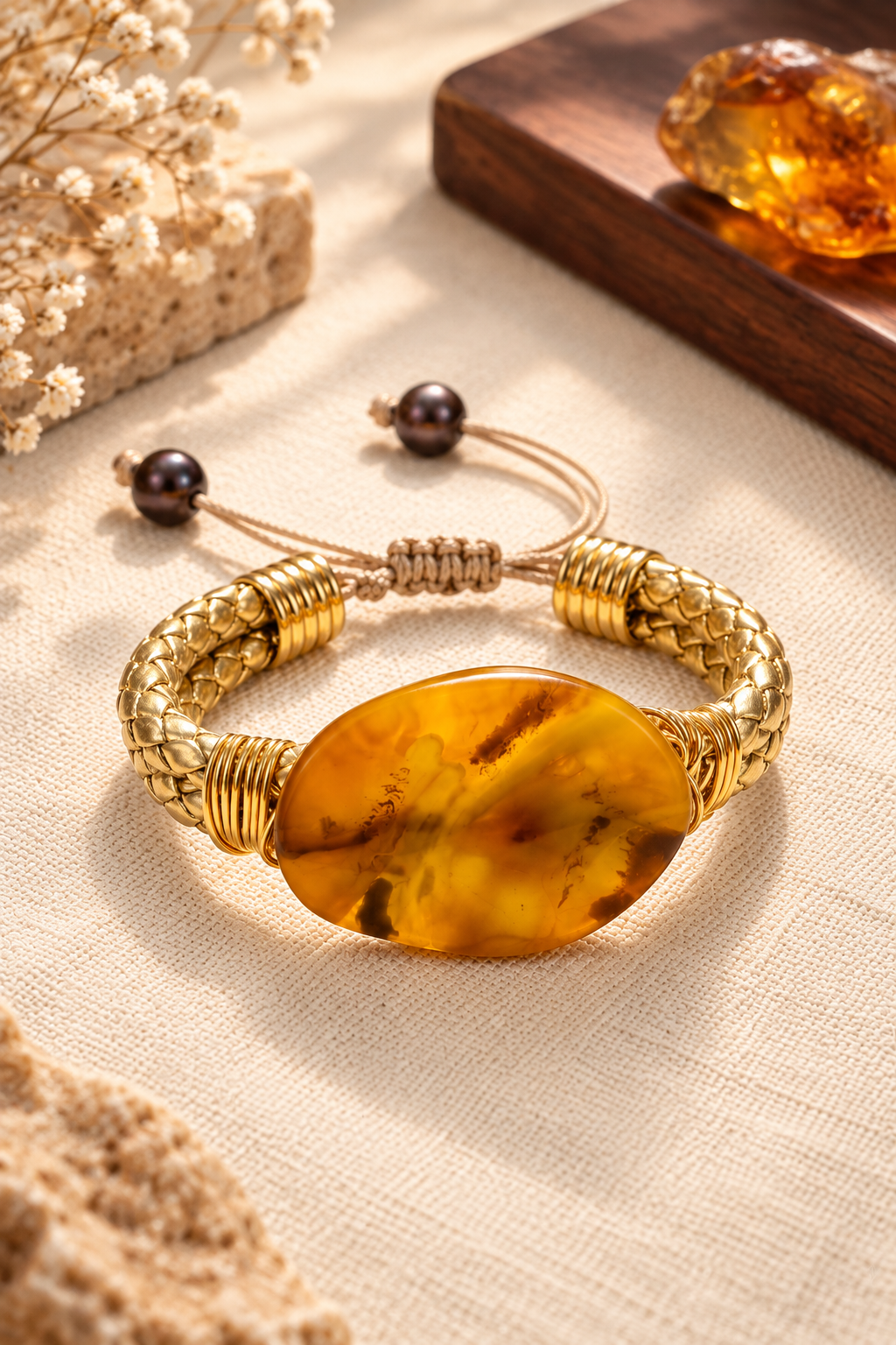 Golden Amber Statement Bracelet