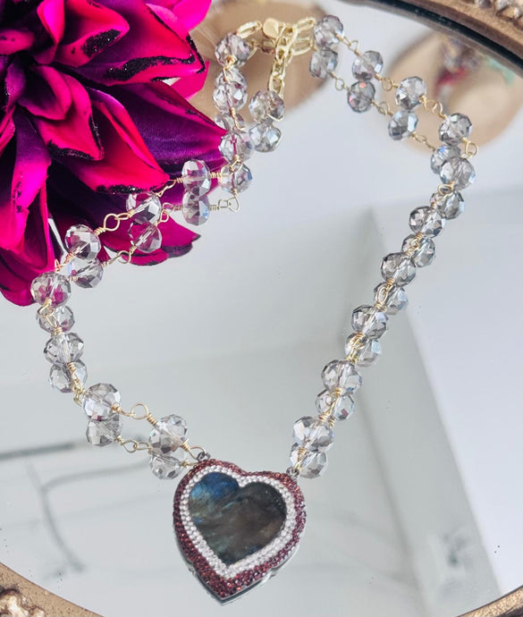 necklace with crystal, Turkish and exotic stones