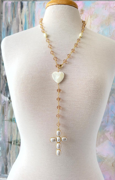 Rosary necklace, with long white Turkish stones