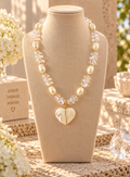 Crystal Heart Pearl Necklace