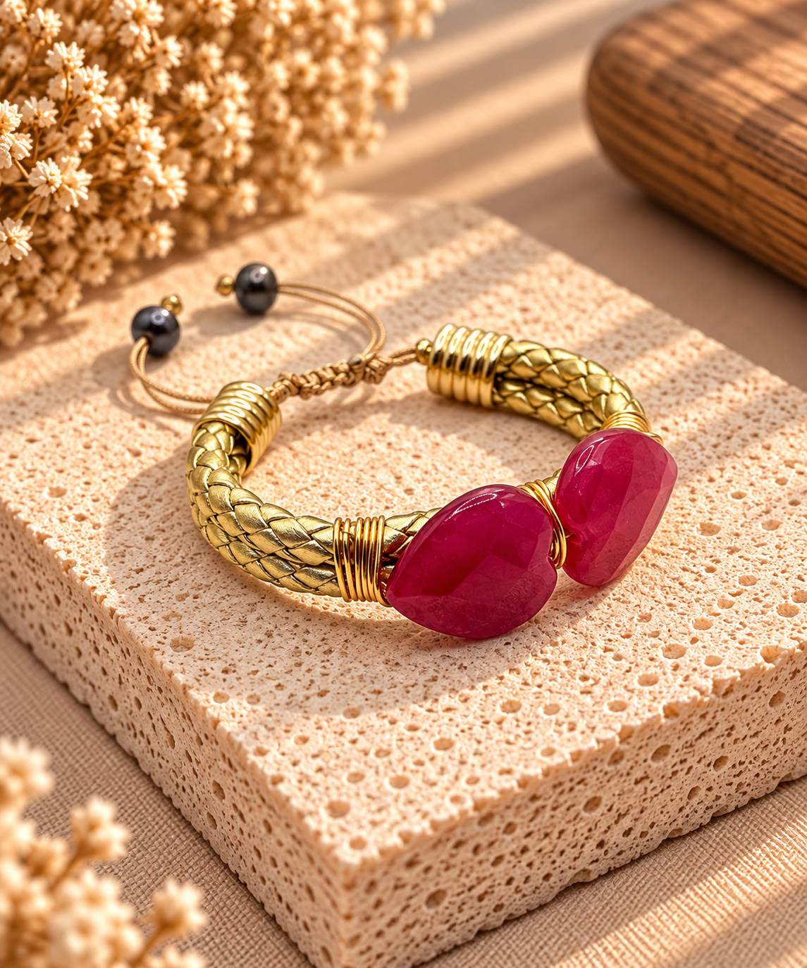 Fuchsia Duo Stone Bracelet