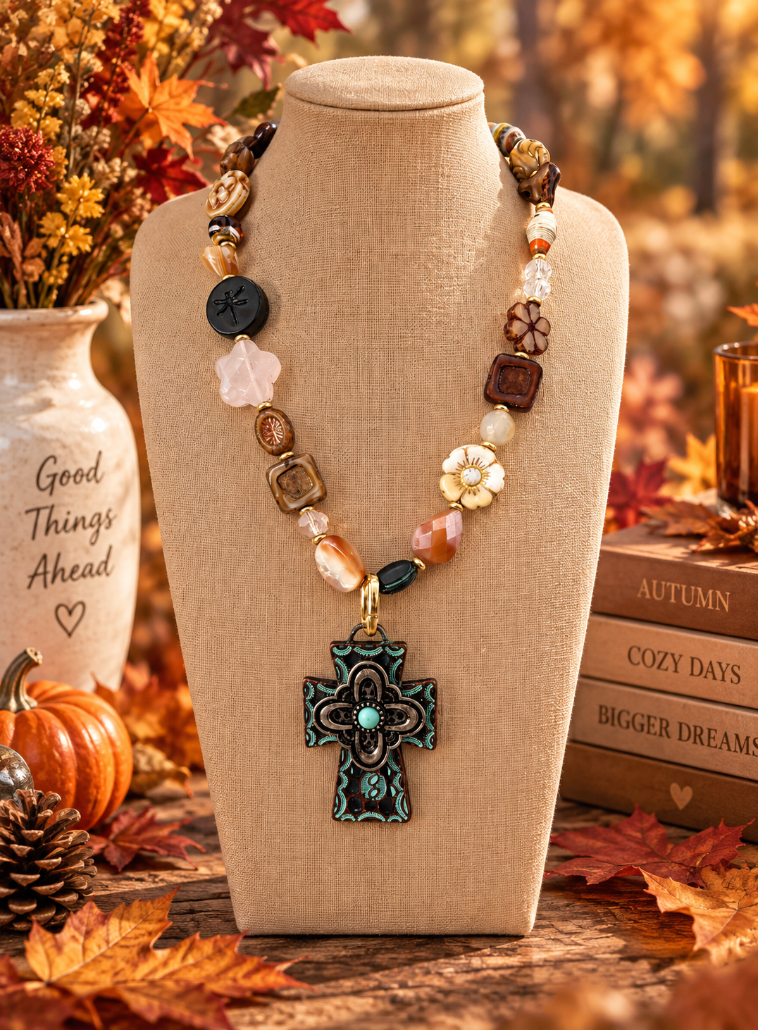 Autumn Soul Cross Necklace