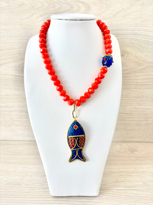 red Turkish stone necklace