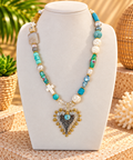 Turquoise Sacred Heart Statement Necklace