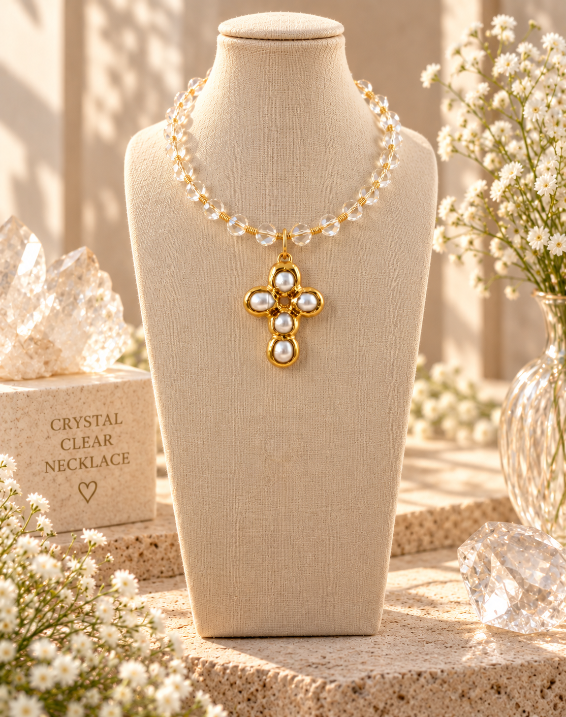Crystal Grace Cross Necklace