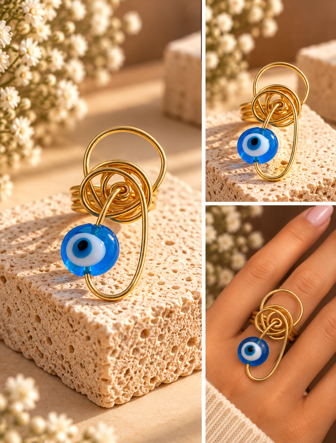 Blue Aura Evil Eye Ring