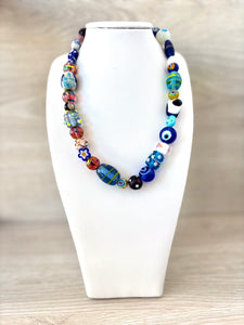 Necklace with blue crystal stones