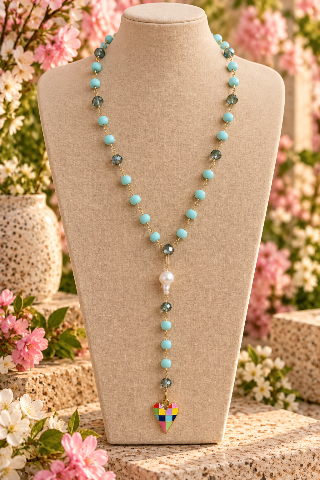 Colorful Heart Long Necklace