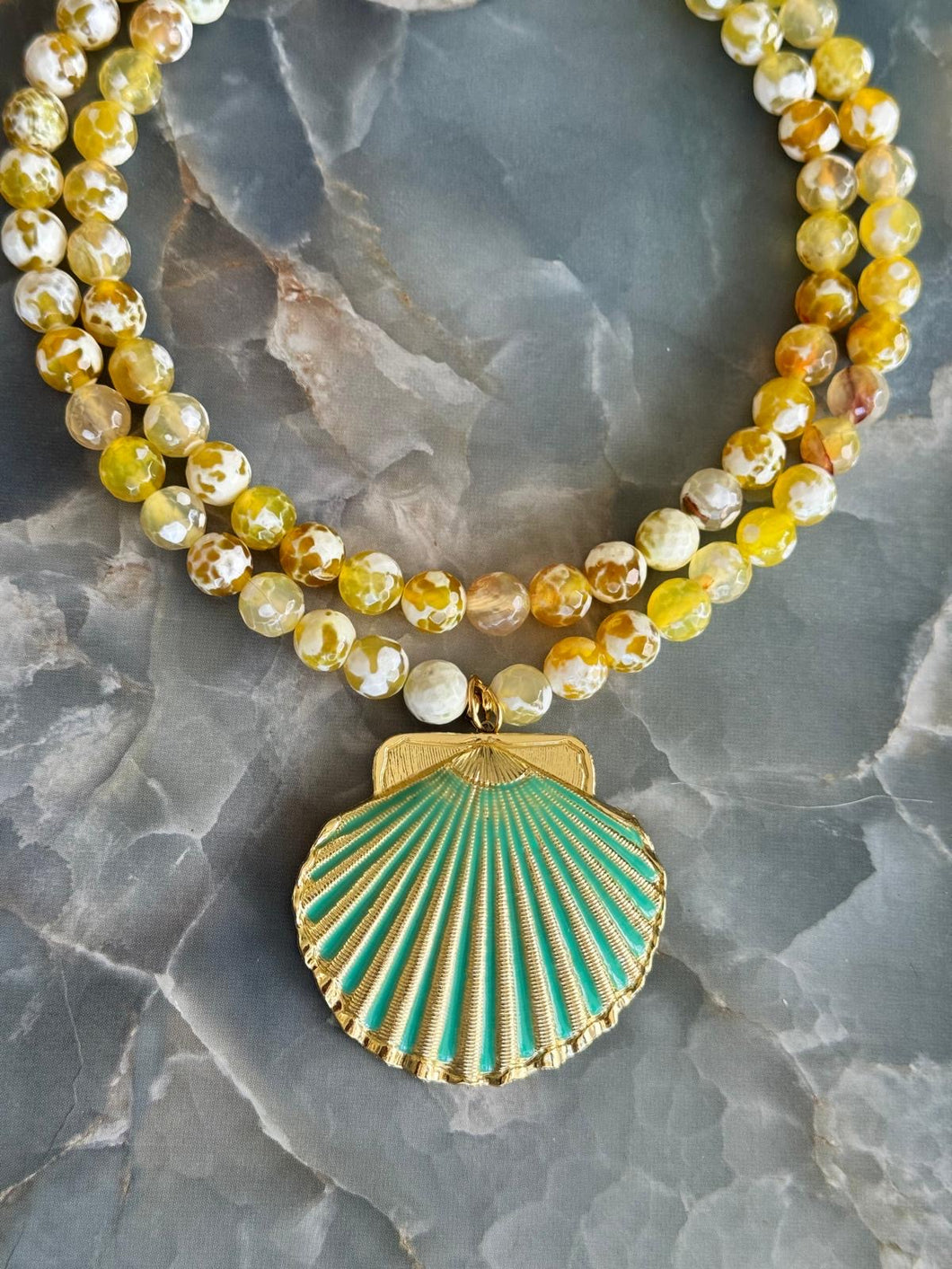 necklace with Turkish stones with yellow