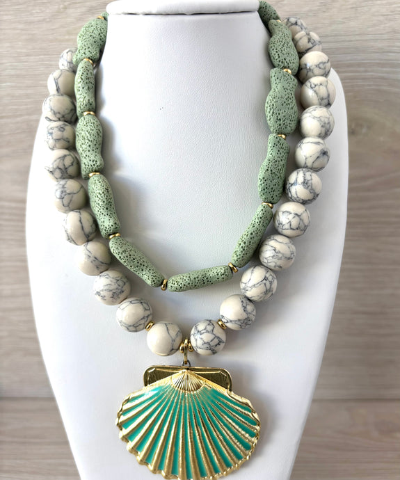 Turkish stone necklace with sea shell