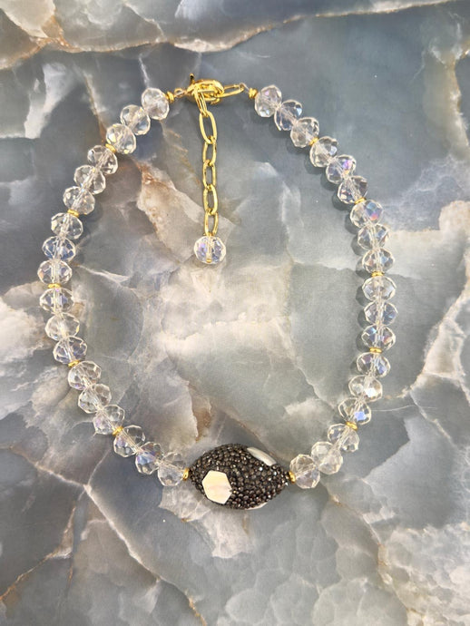 Turkish crystal rhinestone necklace with exotic pendant