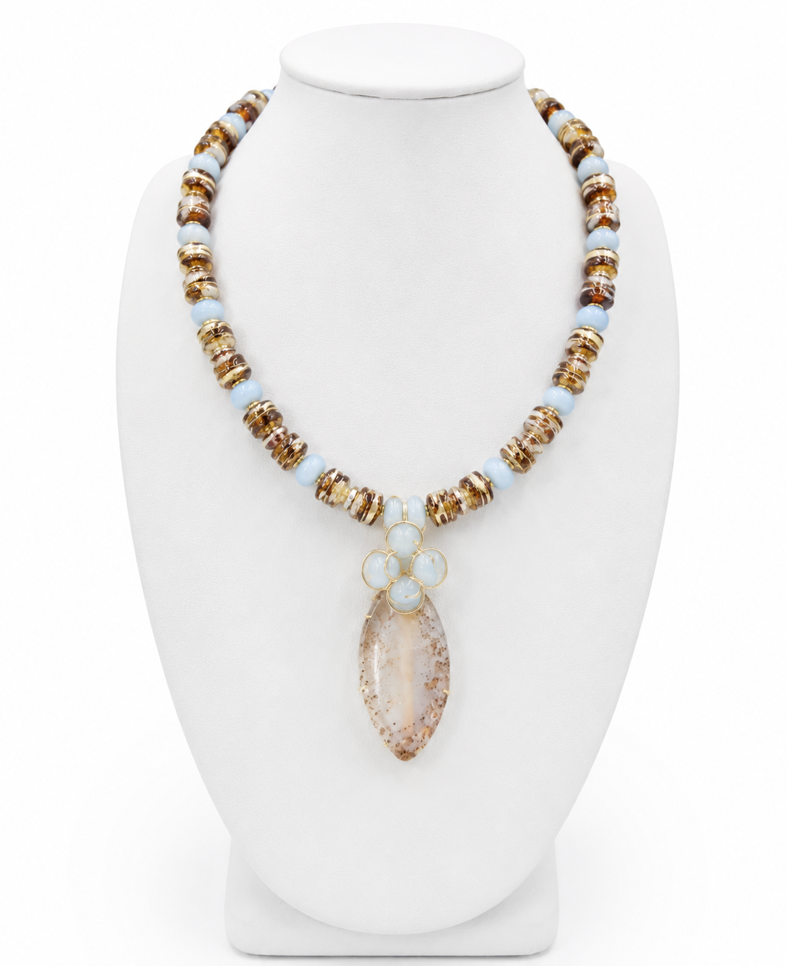 Browns Tones Necklace Oval Stone