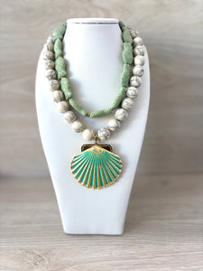 Turkish stone necklace with sea shell