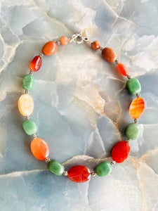 necklace with multicolored Turkish crystal stones
