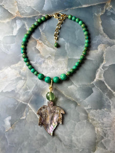 necklace with green  Turkish crystal stones