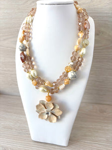 colorful necklace of Turkish stones and autumn leaves