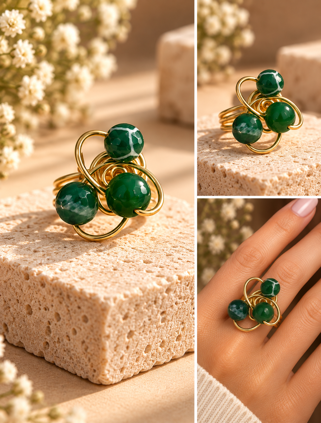Emerald Garden – Handmade Gold Wire Ring