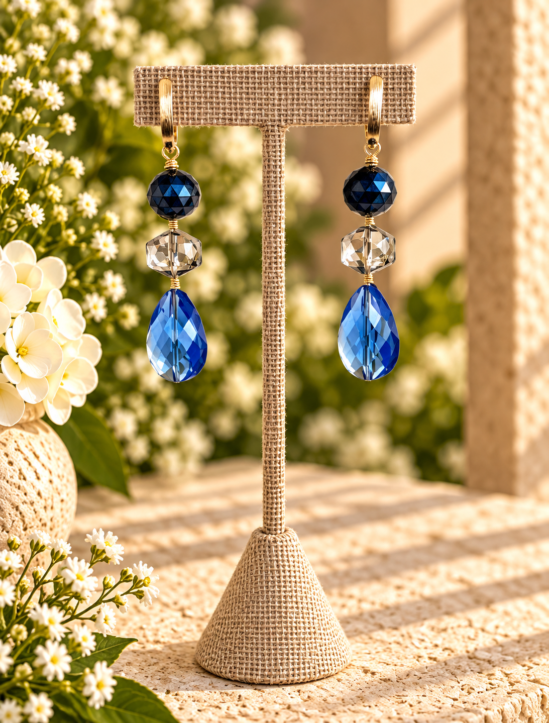 Sapphire Blue Crystal Drop Earrings