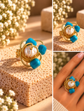 Turquoise Bloom Pearl Ring