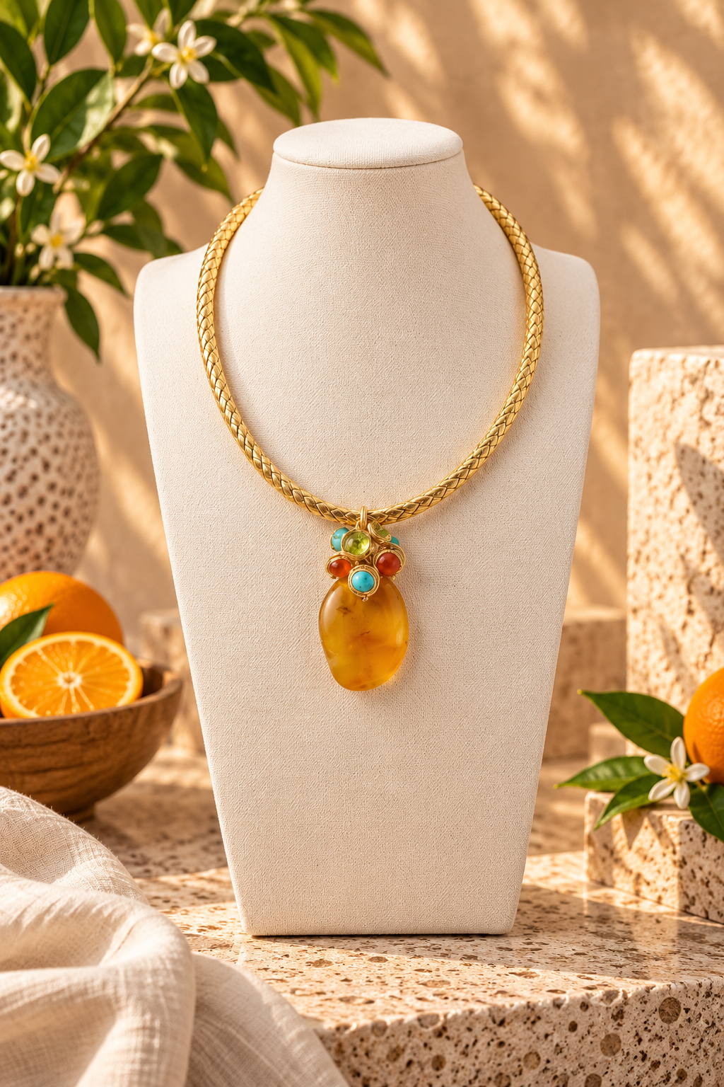 Golden Amber Color Necklace