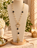 Crystal Grace Heart Rosary Necklace