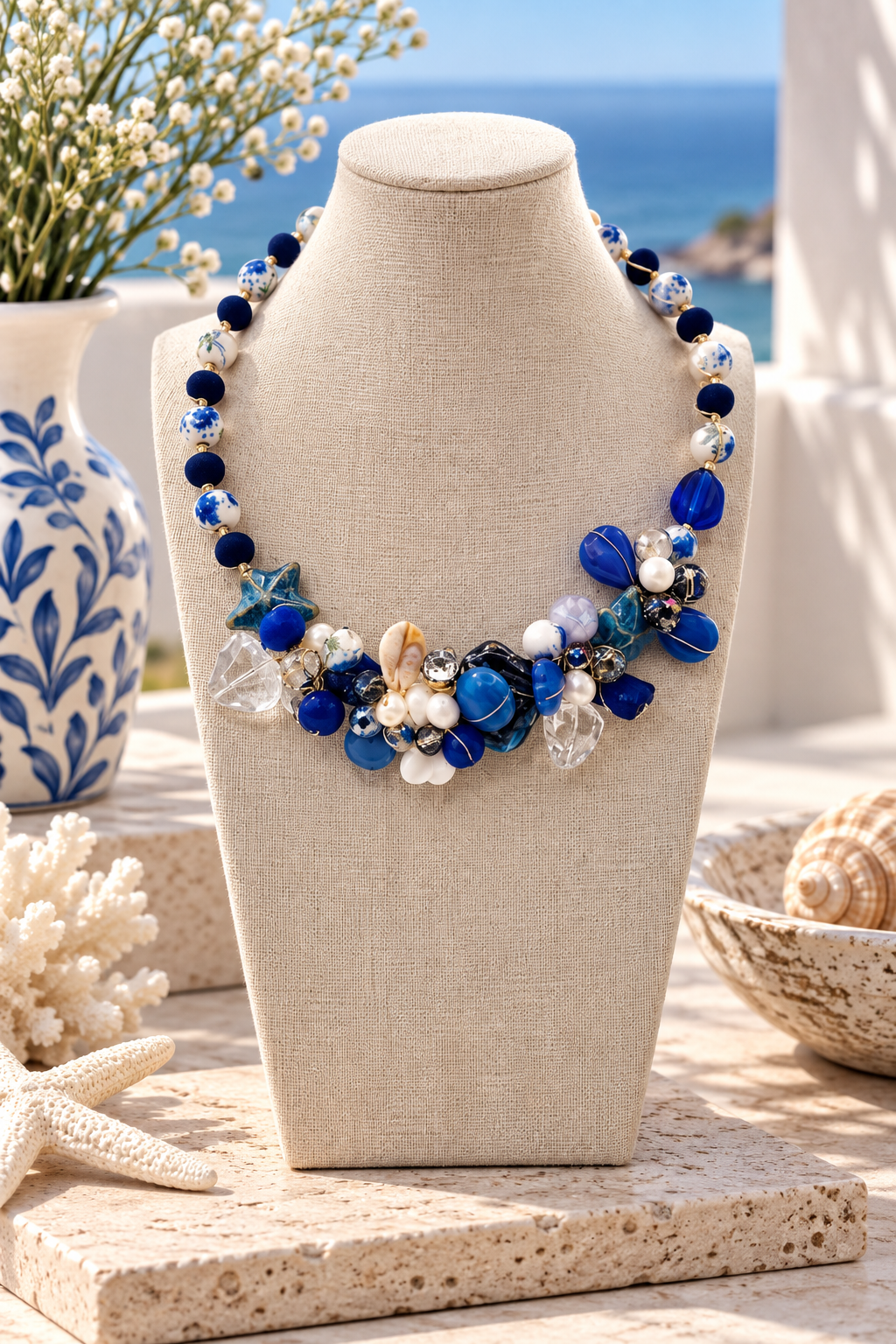 Mediterranean Blue Statement Necklace