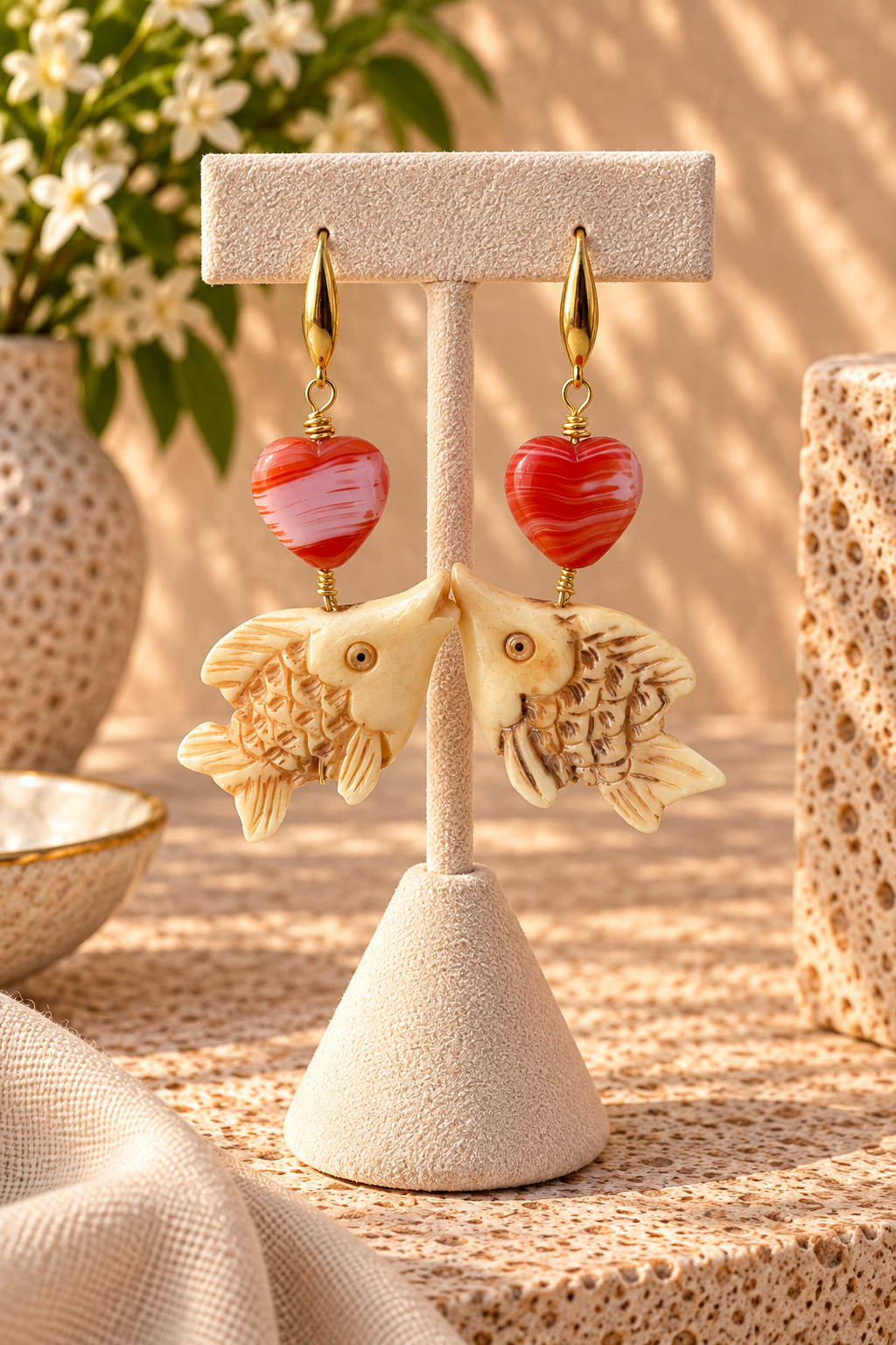 Coral Kiss Fish Earrings