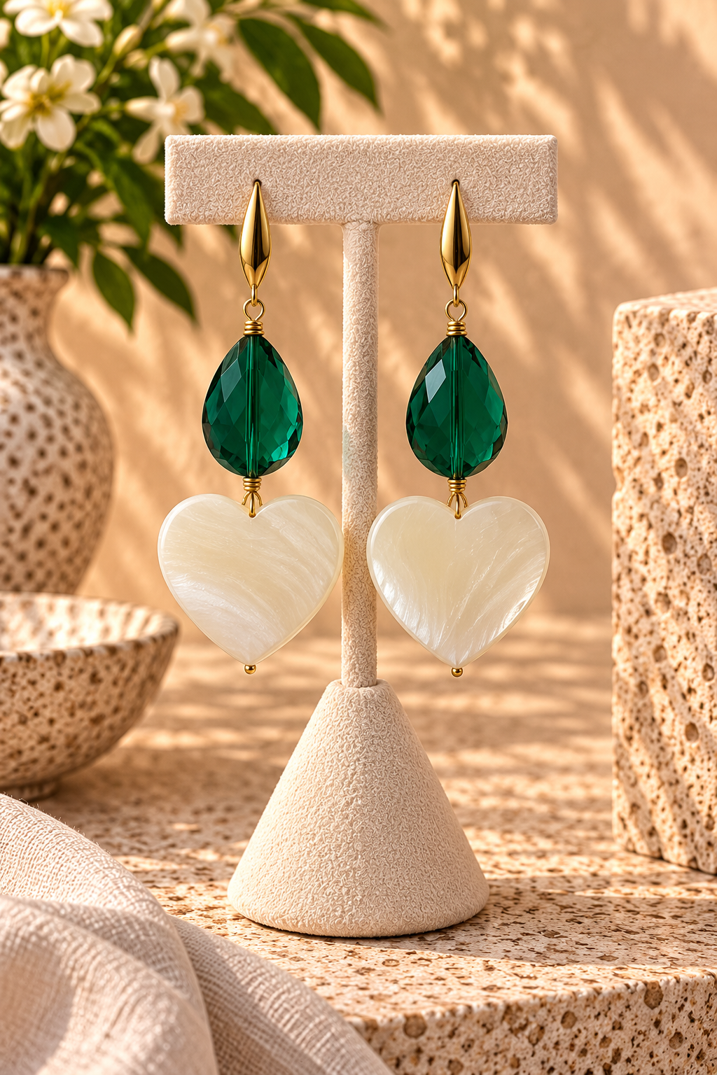 Emerald Heart Earrings